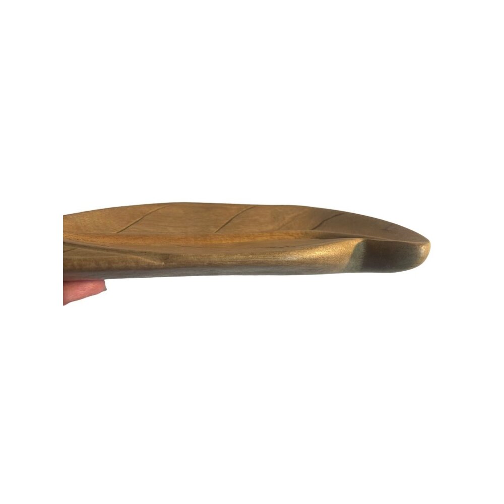 VTG Handcarved Wooden Palm Leaf Dish From Haiti - Picture 5 of 5